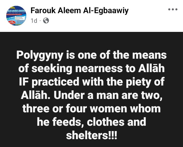 Husbands should apologize if they lose track of wives' rotation - Ogun Imam shares rules in polygyny