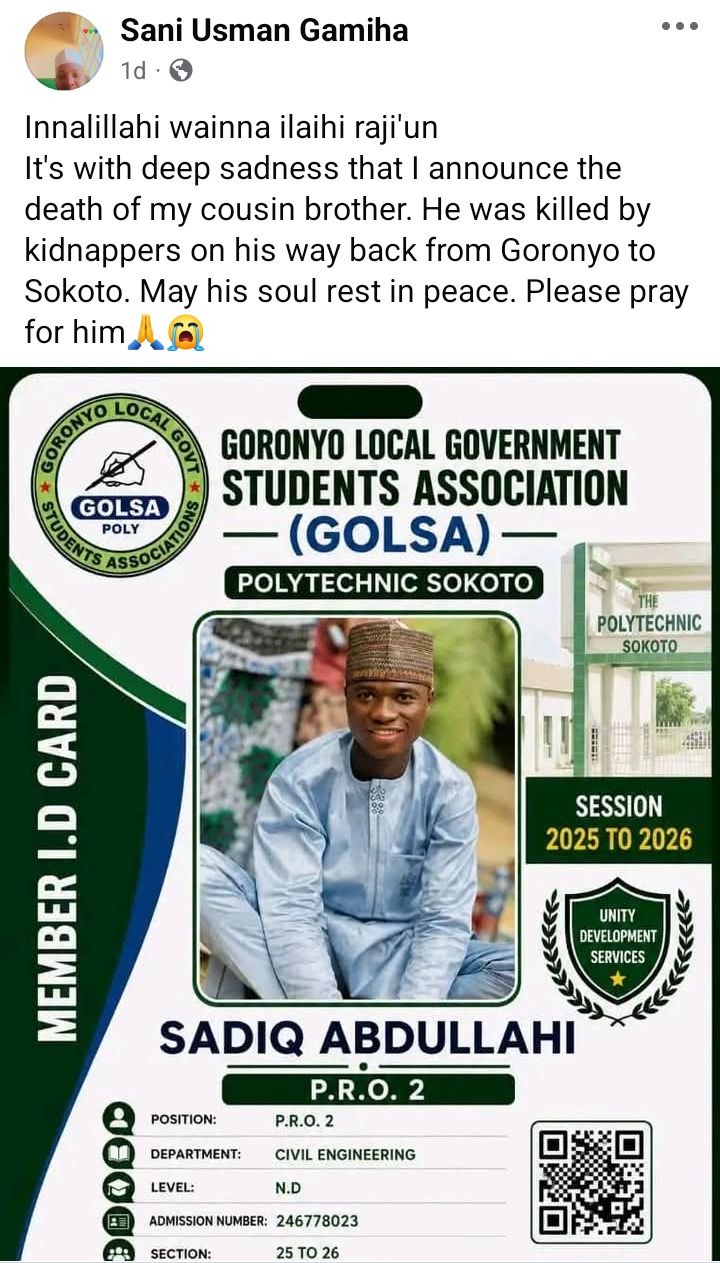 Bandits k!ll poly student and driver, abduct passengers in Sokoto