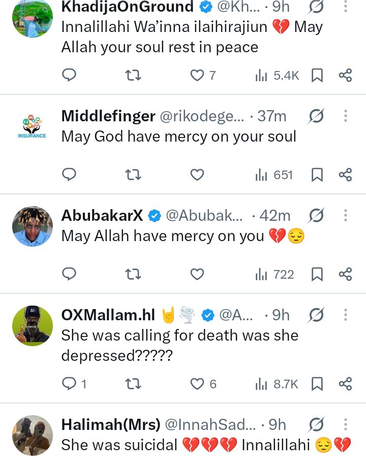 Nigerian lady dies after repeatedly posting about her battle with depression