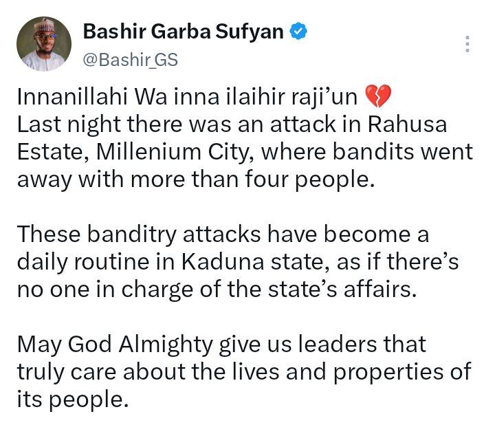 Bandits invade Kaduna estate, abduct pregnant woman, couple and their baby