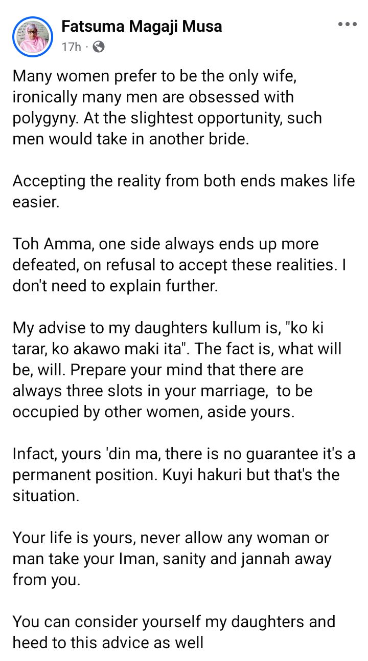Prepare to accept other women in your marriage - Nigerian woman shares advice she gave her daughters