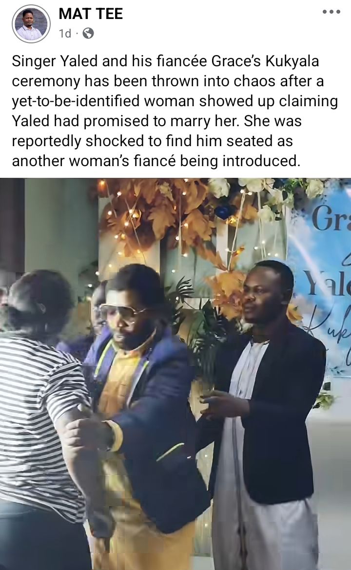 Drama at Ugandan singer's traditional introduction ceremony as another woman claims he promised her marriage