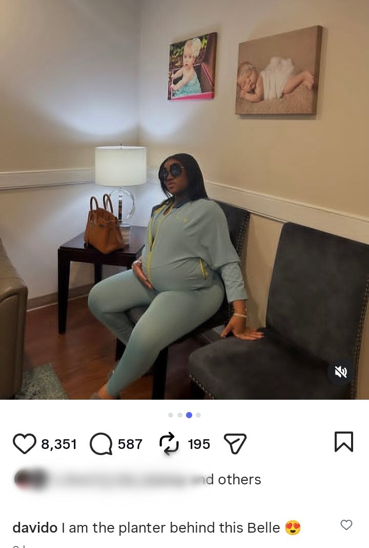 I am planter behind this Belle - Davido reacts to his wife Chioma's pregnancy photos