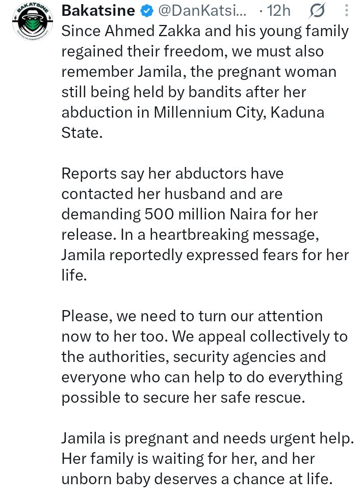 Bandits reportedly demand N500m ransom for pregnant woman abducted alongside couple and baby in Kaduna