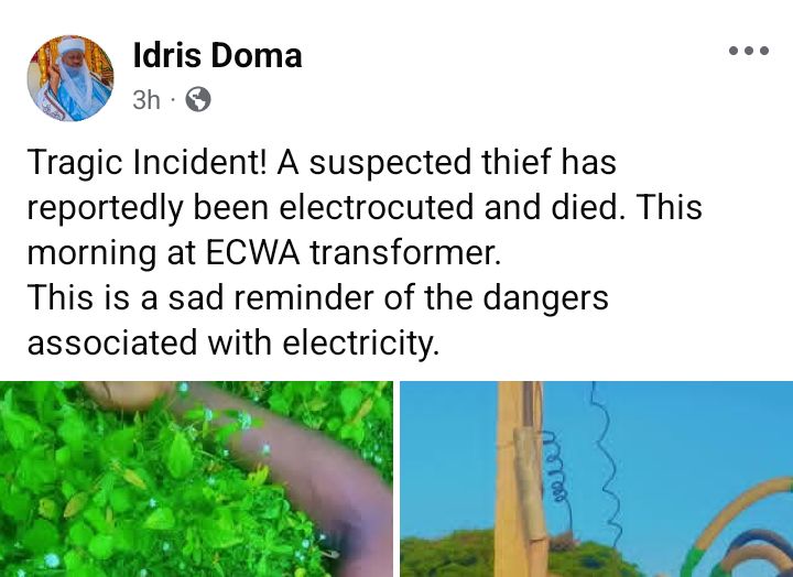 Suspected transformer vandal electrocuted in Nasarawa
