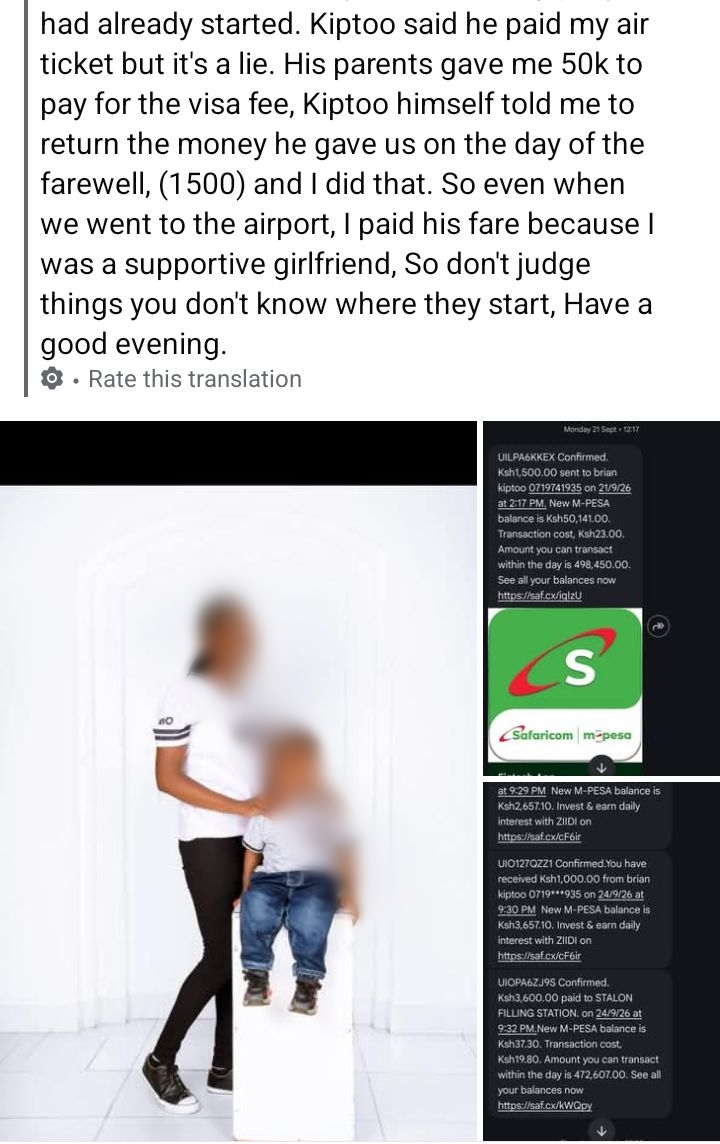 Kenyan woman accused by her man of dumping him after he allegedly sponsored her relocation to UK speaks