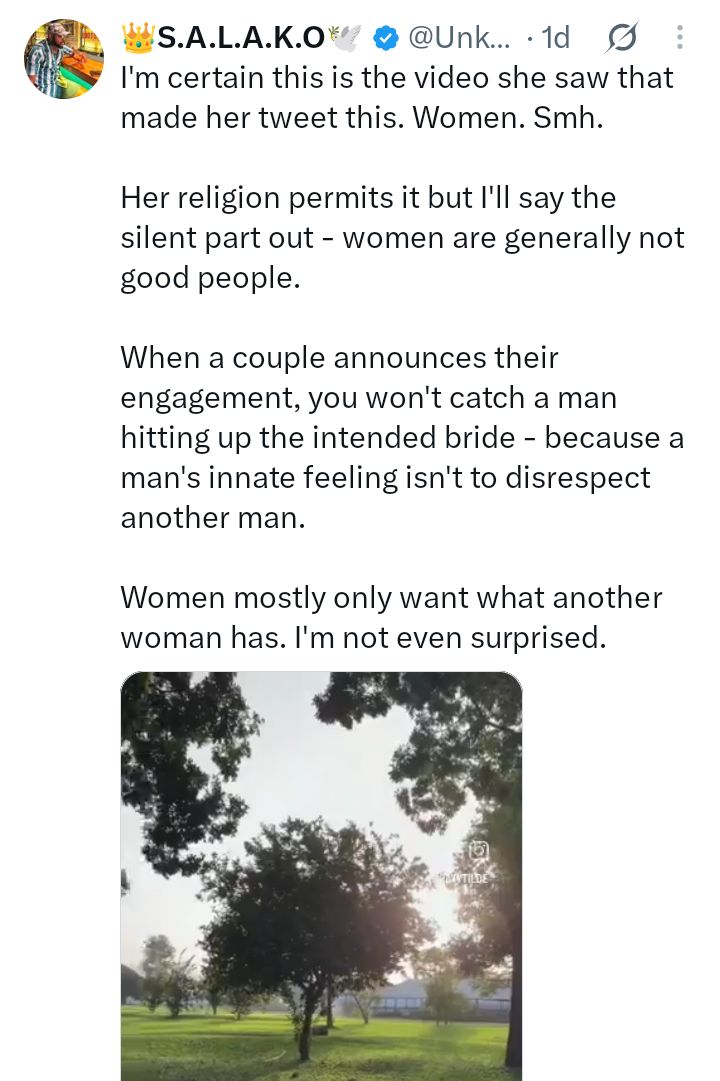Nigerian lady faces backlash for proposing to married man after he surprised his wife with luxurious backyard