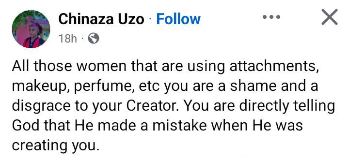 You are a shame and disgrace to your Creator - Nigerian woman tells women who use attachments, perfume, makeup