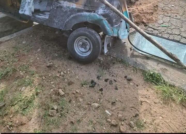 Man, son burnt to death as bus and tricycle collide in Plateau