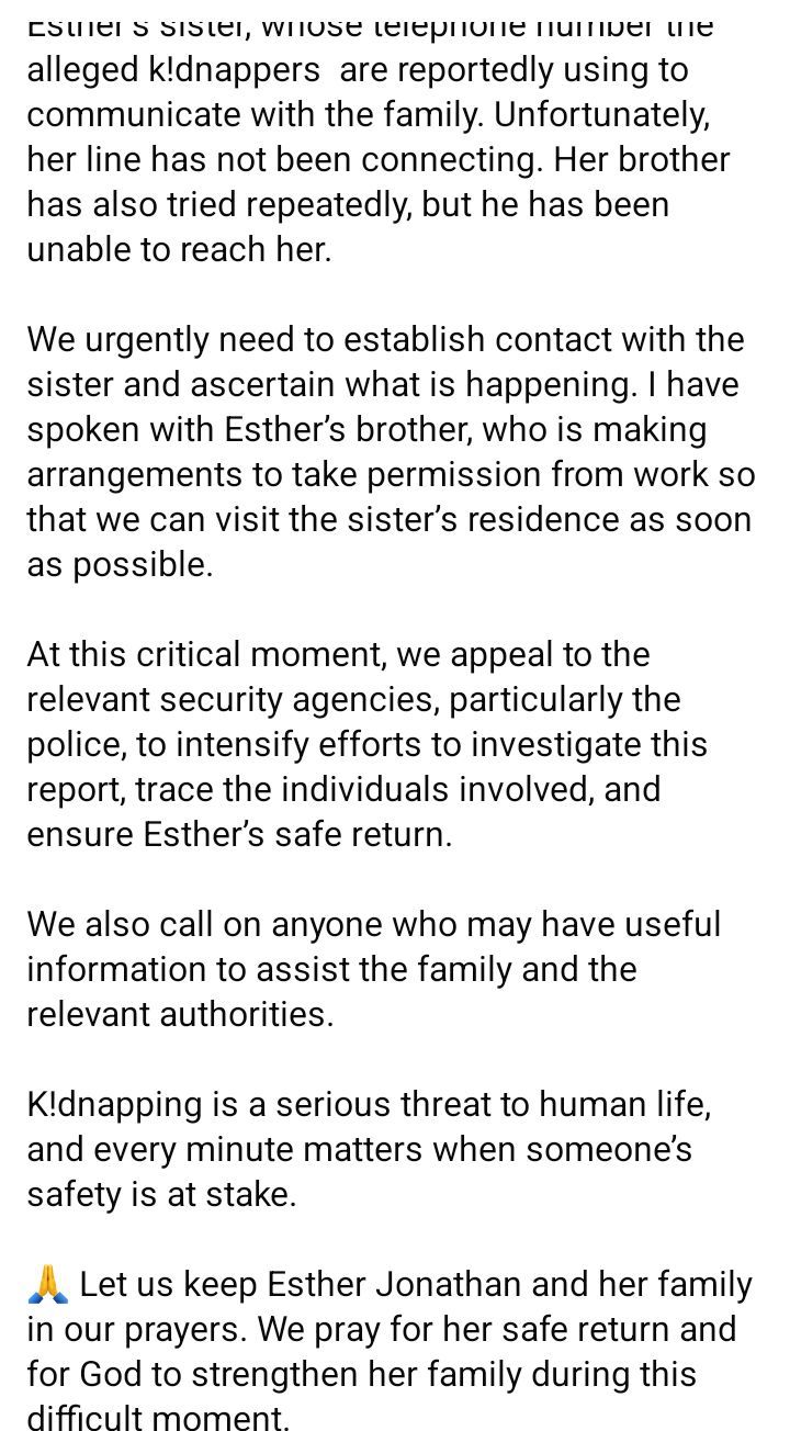 Woman reportedly kidnapped on her way to work in Abuja