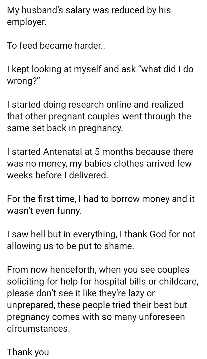 I used to judge couples asking for funds - First-time Nigerian mom opens up about her "pregnancy hardship"