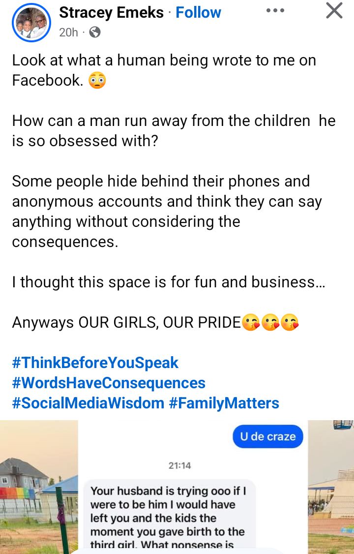 Nigerian mother of 4 daughters calls out man who says he would have abandoned the girls if he were her husband