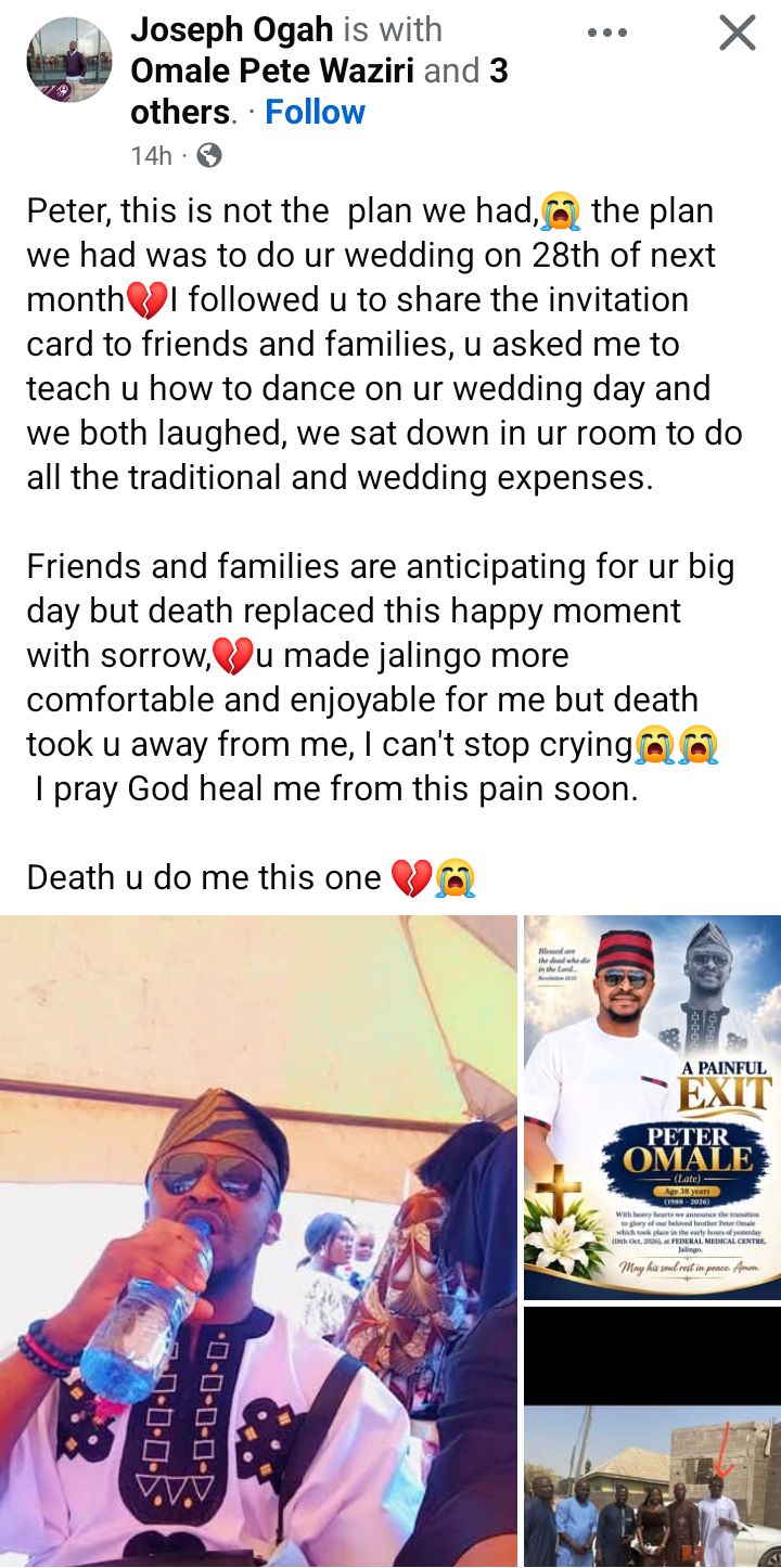 Friends mourn as man dies a month before his wedding