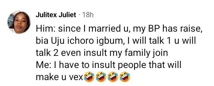 Nigerian women share their husbands' favourite lines during quarrel