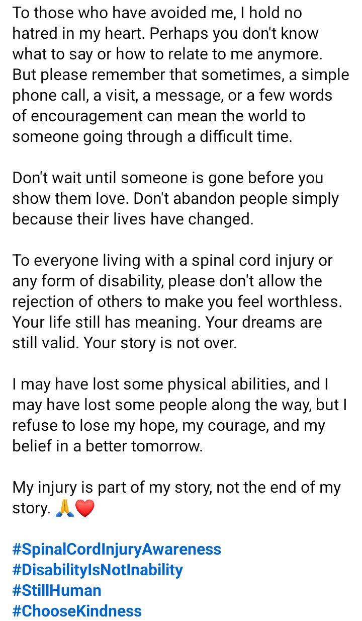 Nigerian man pens heartbreaking post addressing those who started avoiding him after his spinal cord injury