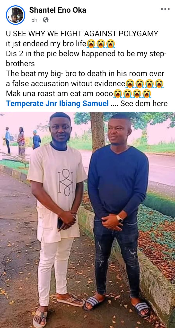Polygamy ended his life - Lady whose brother died after being assaulted by stepbrothers in Cross River speaks