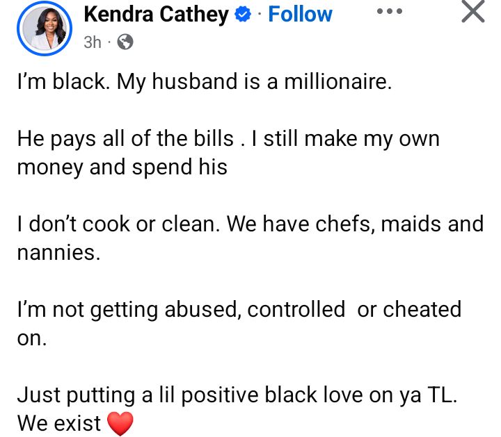 My husband pays all of the bills. I don’t cook or clean. - Black woman says