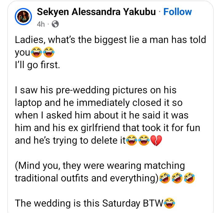 Nigerian woman reveals how she discovered that a man she was dating is getting married to another lady