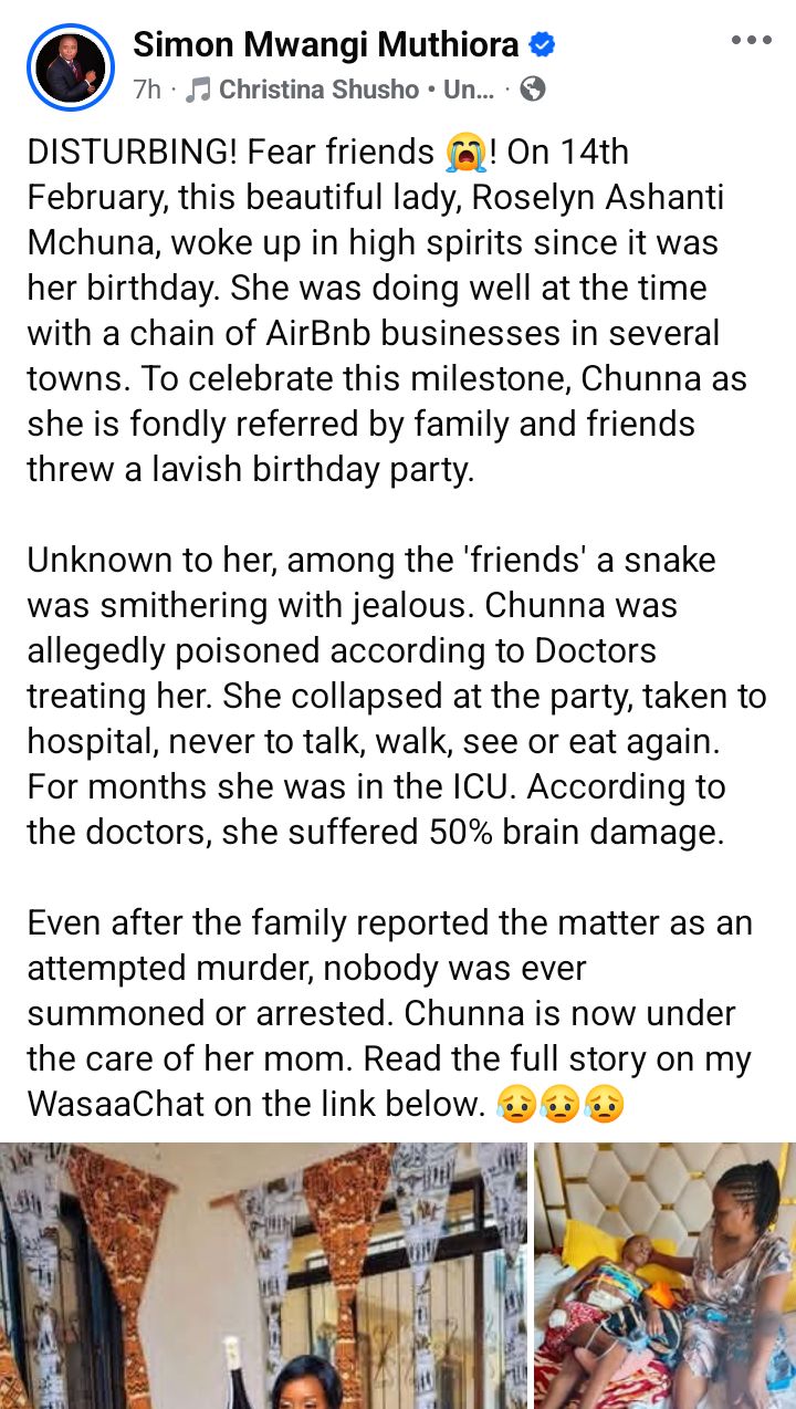 Kenyan woman left with brain damage after alleged poisoning at her birthday party