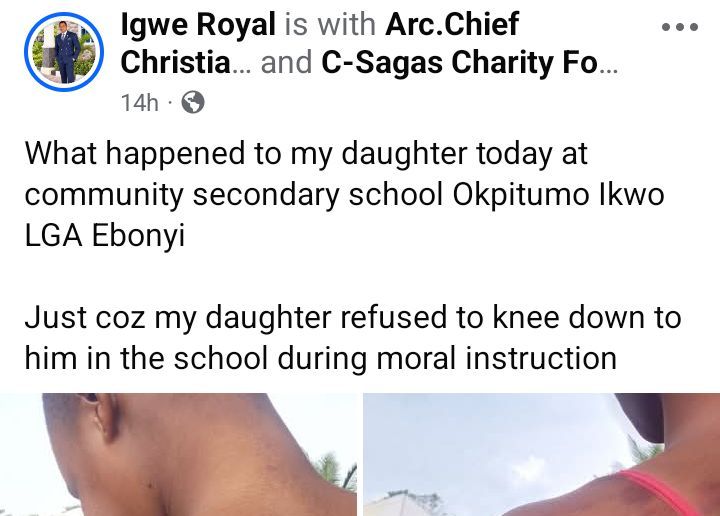 Ebonyi school senior prefect allegedly assaults female student for refusing to kneel for him
