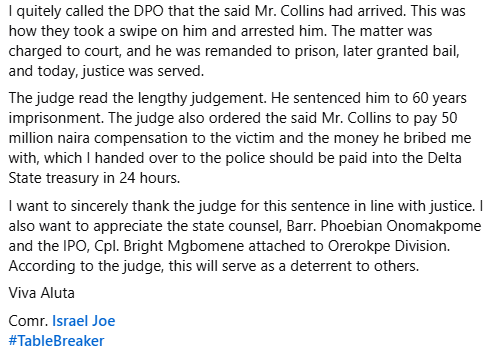 Court sentences 59-year-old man to 60 years imprisonment for r@ping 9-year-old girl in Delta