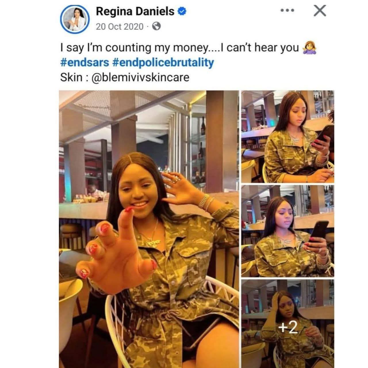 "When we were protesting against police brutality in 2020, she called us children" Cinematographer responds to Regina Daniels