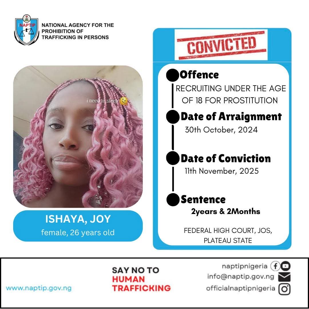 Federal High Court convicts 2 defendants for recruiting minor for prostitution and facilitating foreign travel