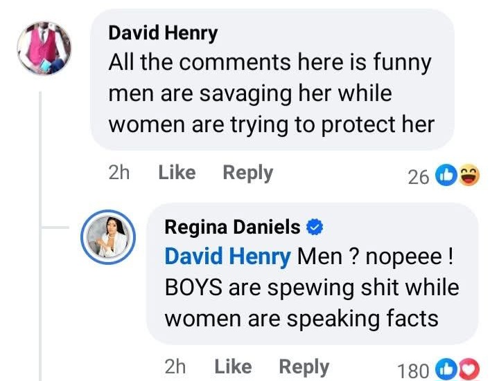 Actress Regina Daniels takes time to respond to critics shaming her over her failed marriage