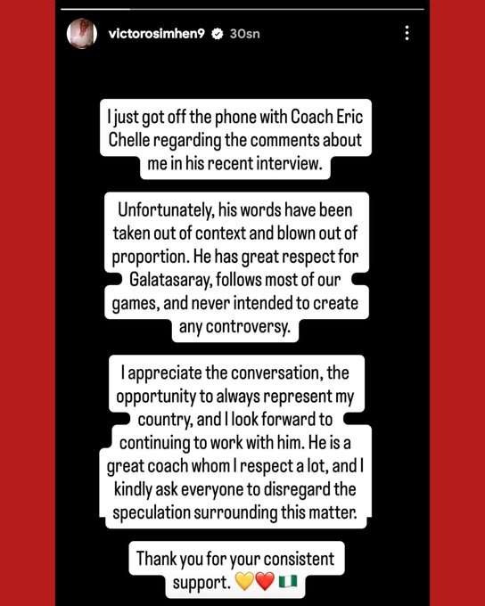 Comments made by coach Chelle about my future were exaggerated� ? Victor Osimhen
