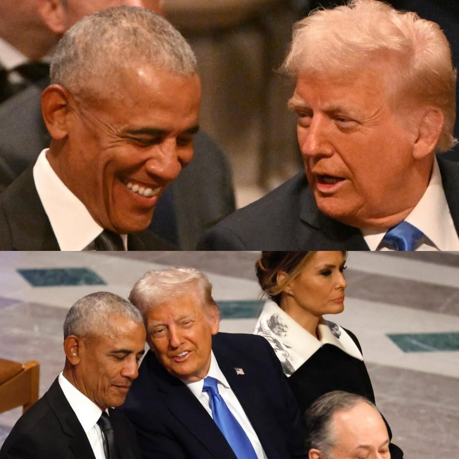 Obama and Trump share a warm moment as they and other past US presidents gather for Jimmy Carter's funeral (photos)