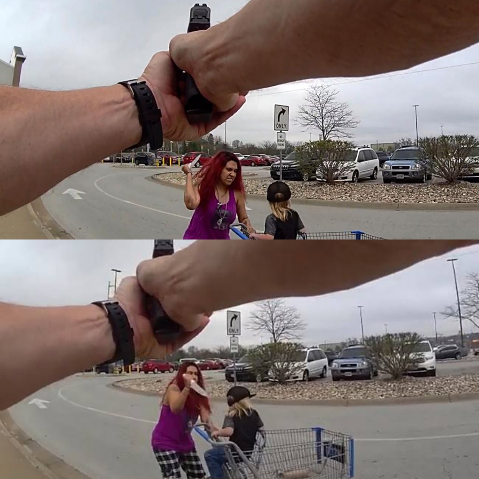 Police f@tally shoots woman seen cutting toddler with knife after she kidnapped him