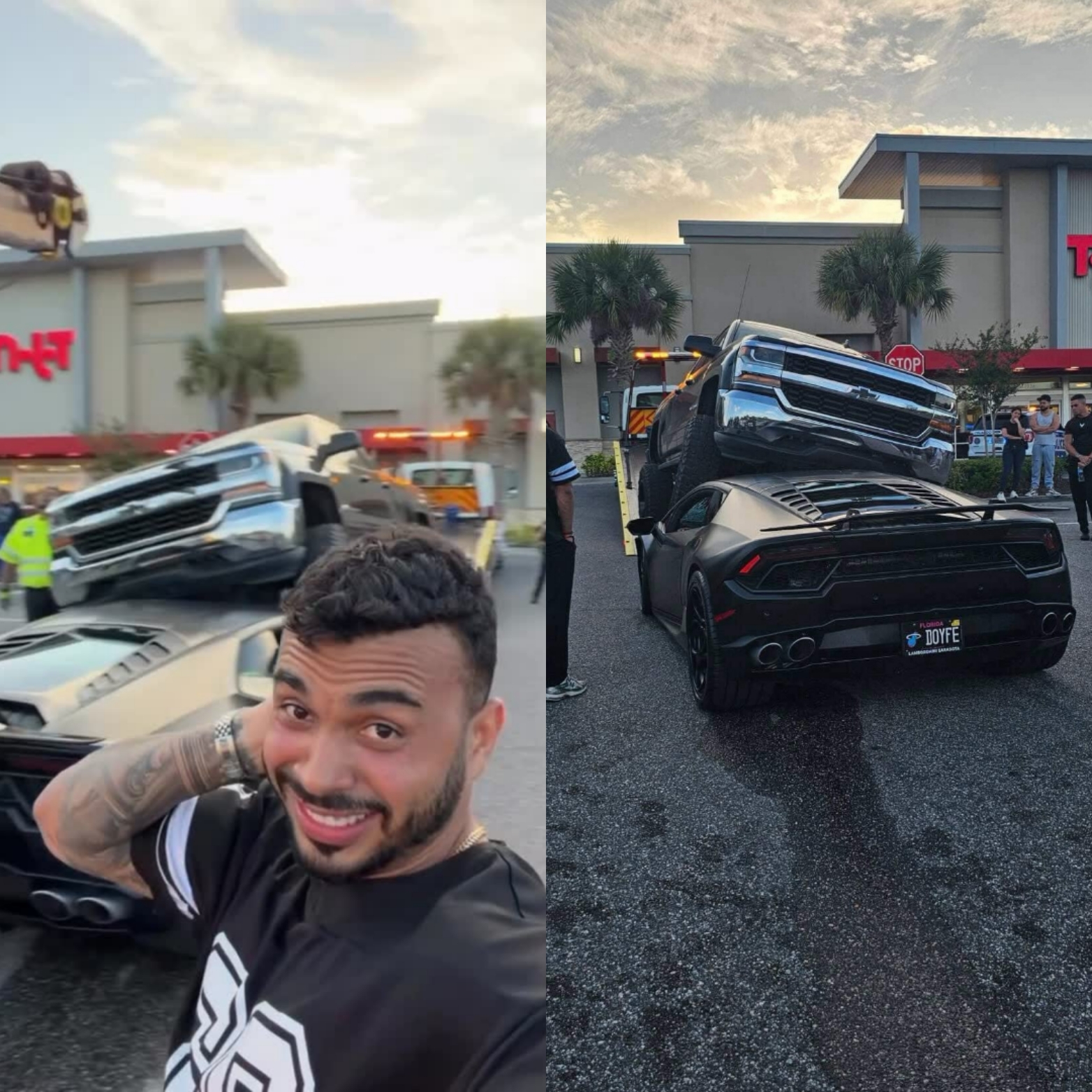 Shocking video shows Florida pickup truck crushing $250K Lamborghini with driver inside just 5 months after it was bought