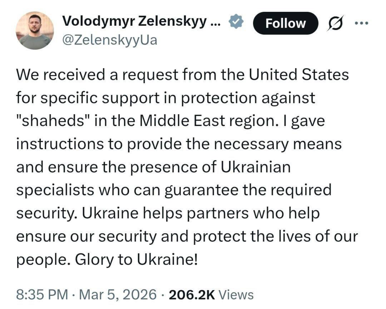Iran war: Zelensky grants US request for Ukraine to help with defence against Iranian drone attacks in Middle East