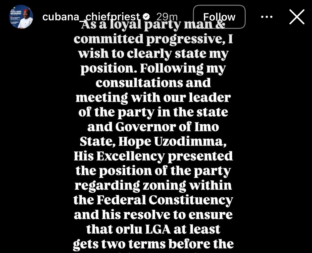 I never participated in the APC primaries - Cubana Chiefpriest