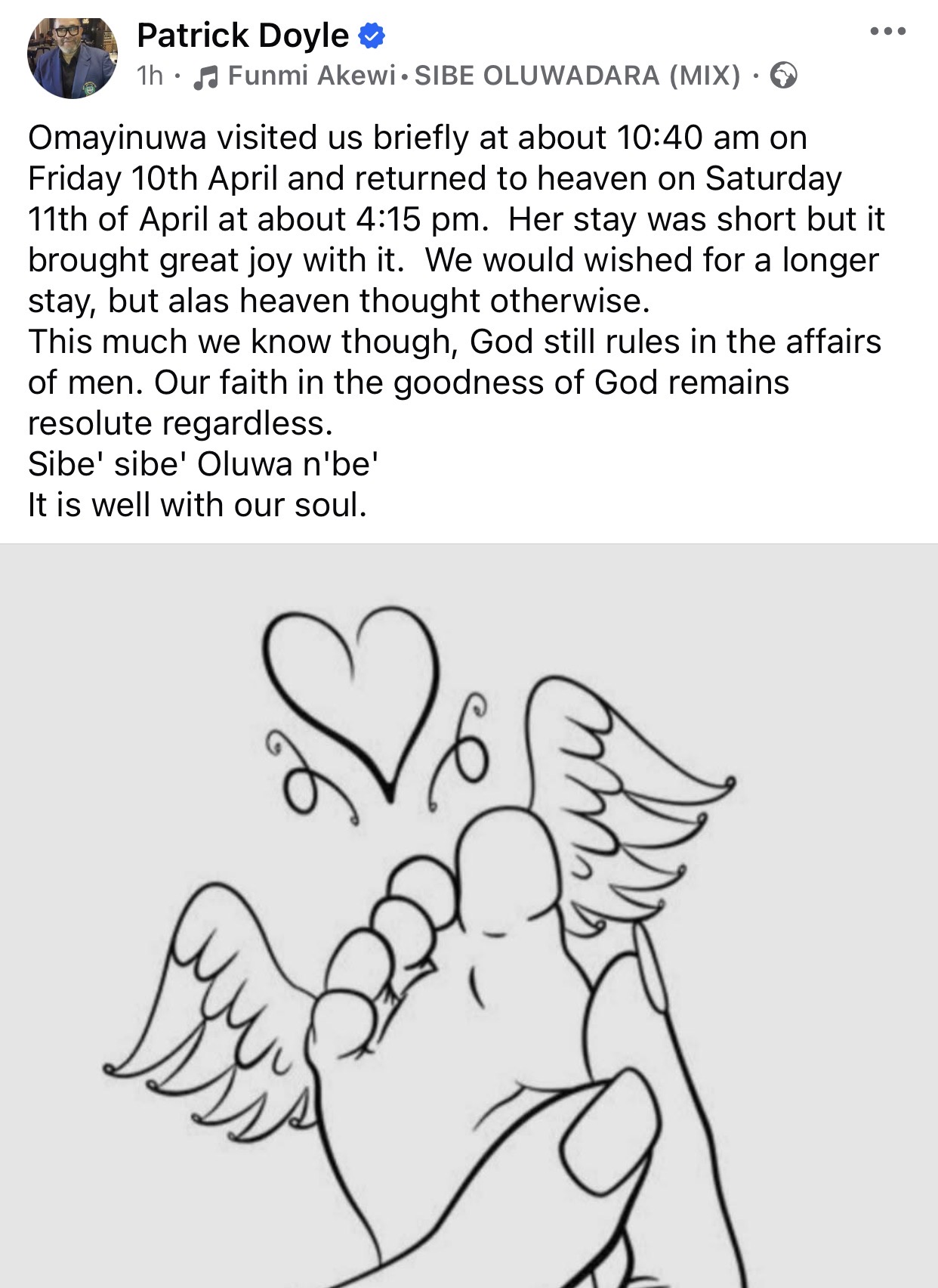 Sad! Actor, Patrick Doyle, loses first child with new wife hours after birth