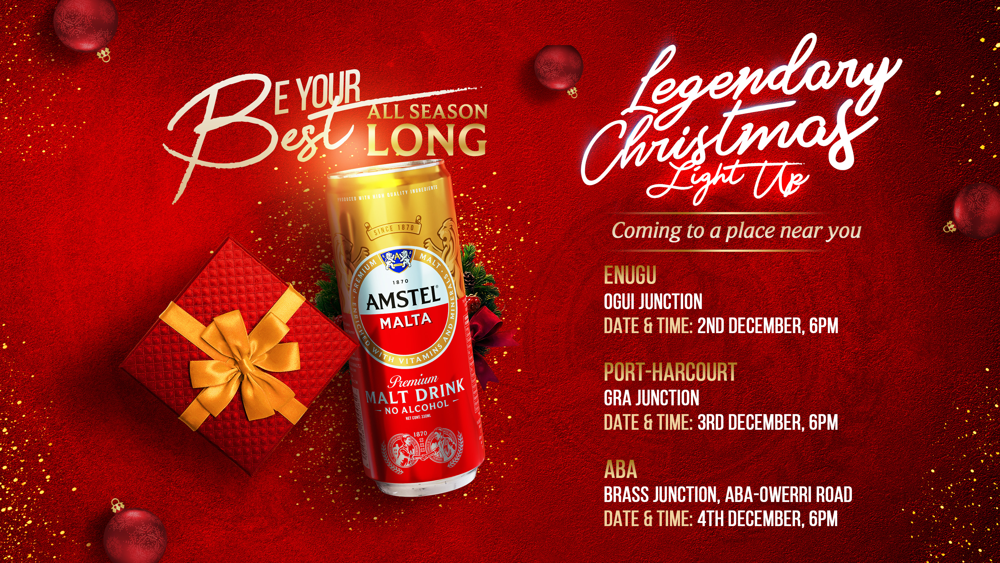 Amstel Malta Unveils ?Be Your Best All Season Long? Campaign, Citywide Christmas Lightings, and the Debut of Amstel Malta Festiville in Aba
