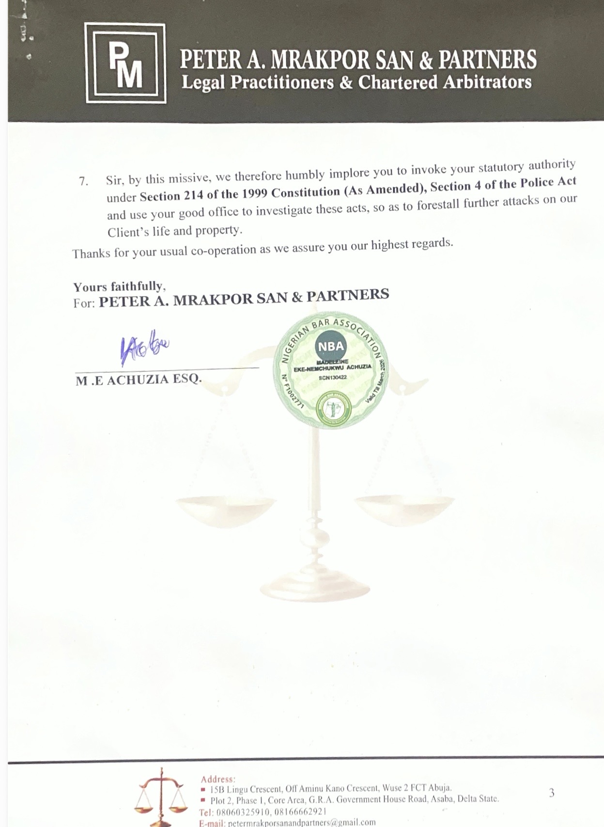 Urgent Call For An Investigation Into The ?Incessant Threats? To The Life of Mr. Emmanuel Mouka, Burglary, Breaking and Entry