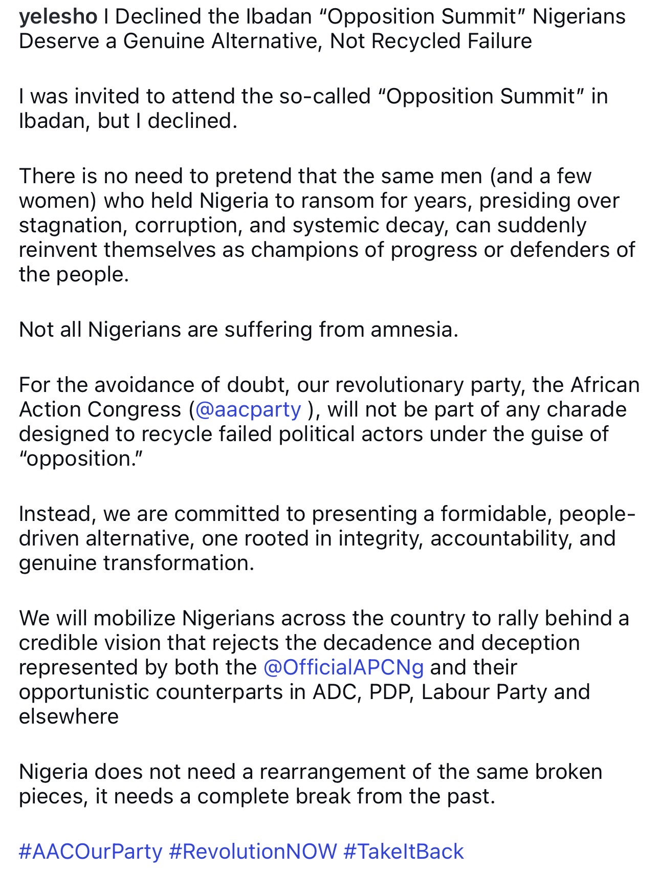 I declined invite to opposition summit in Ibadan ? Omoyele Sowore