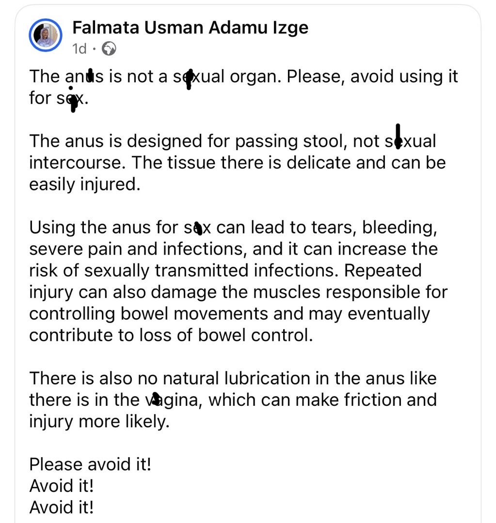 Nigerian medical student issues urgent warning on practices that cause rectal damage