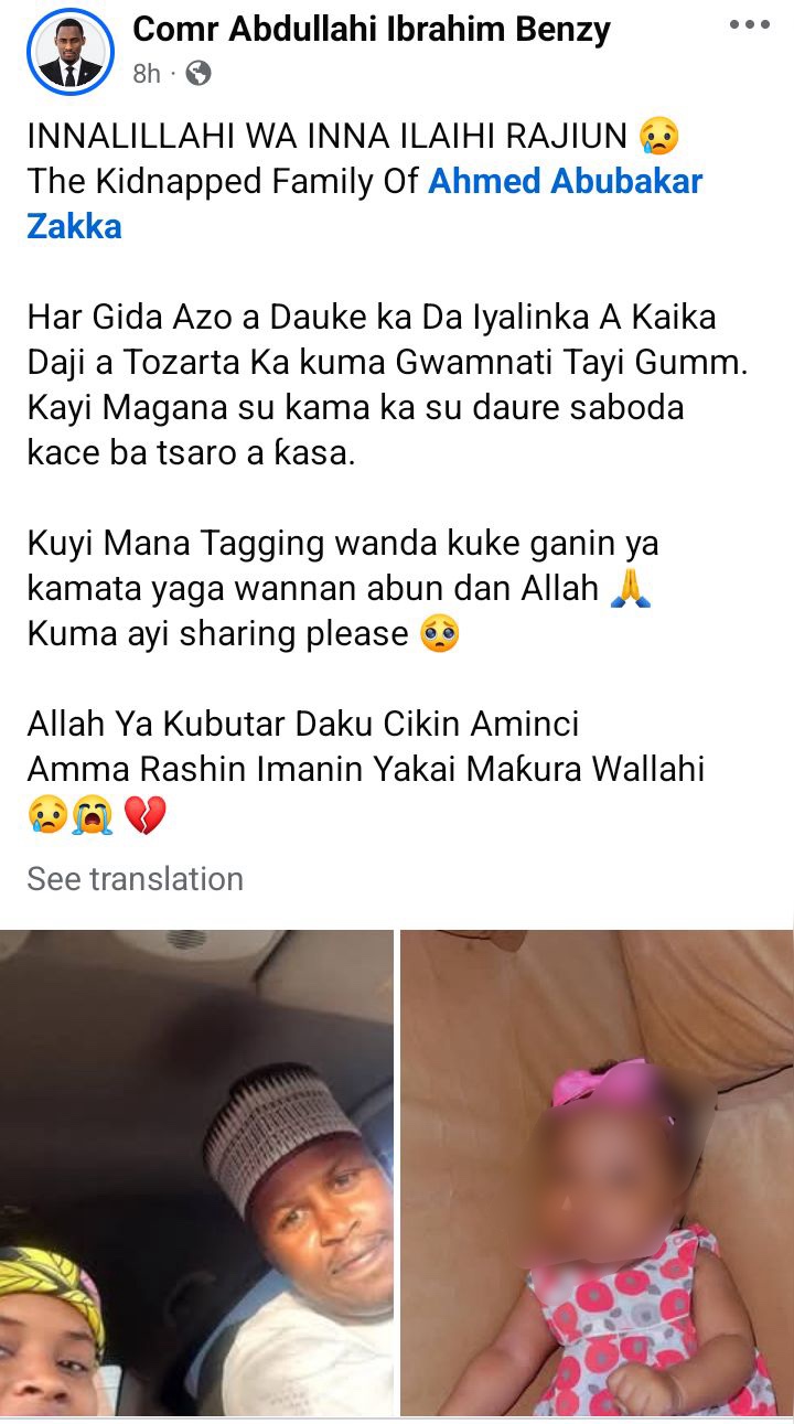 Bandits release video of abducted Kaduna couple and their baby, demand N300m ransom