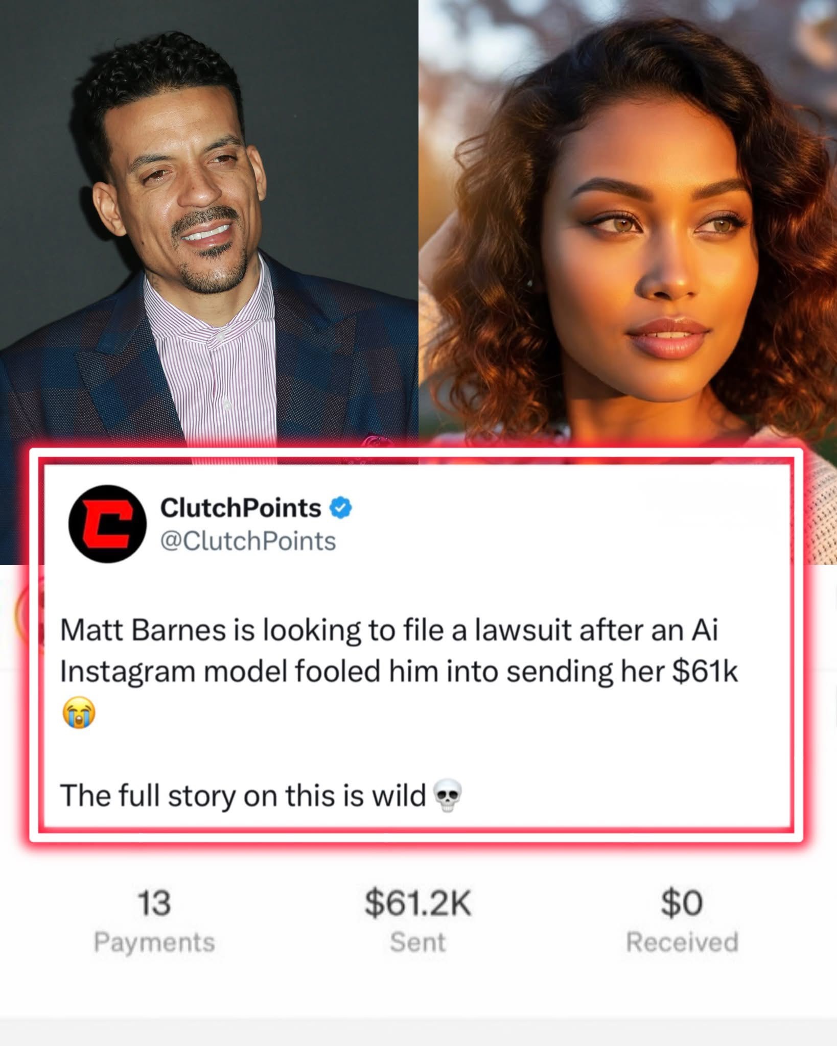 Former NBA player Matt Barnes addresses rumor that AI Instagram Model scammed him out of $61K (video)
