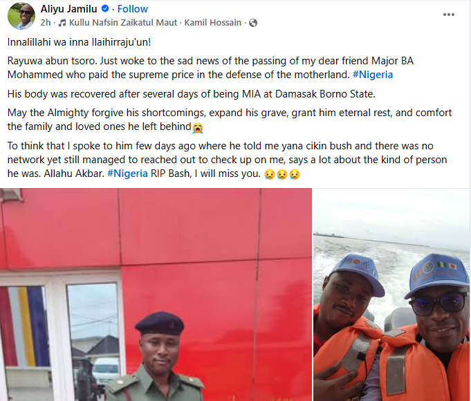 He paid the supreme price in defense of the motherland - Friend mourns Nigerian Army officer reportedly k!lled by terrorists in Borno ambush