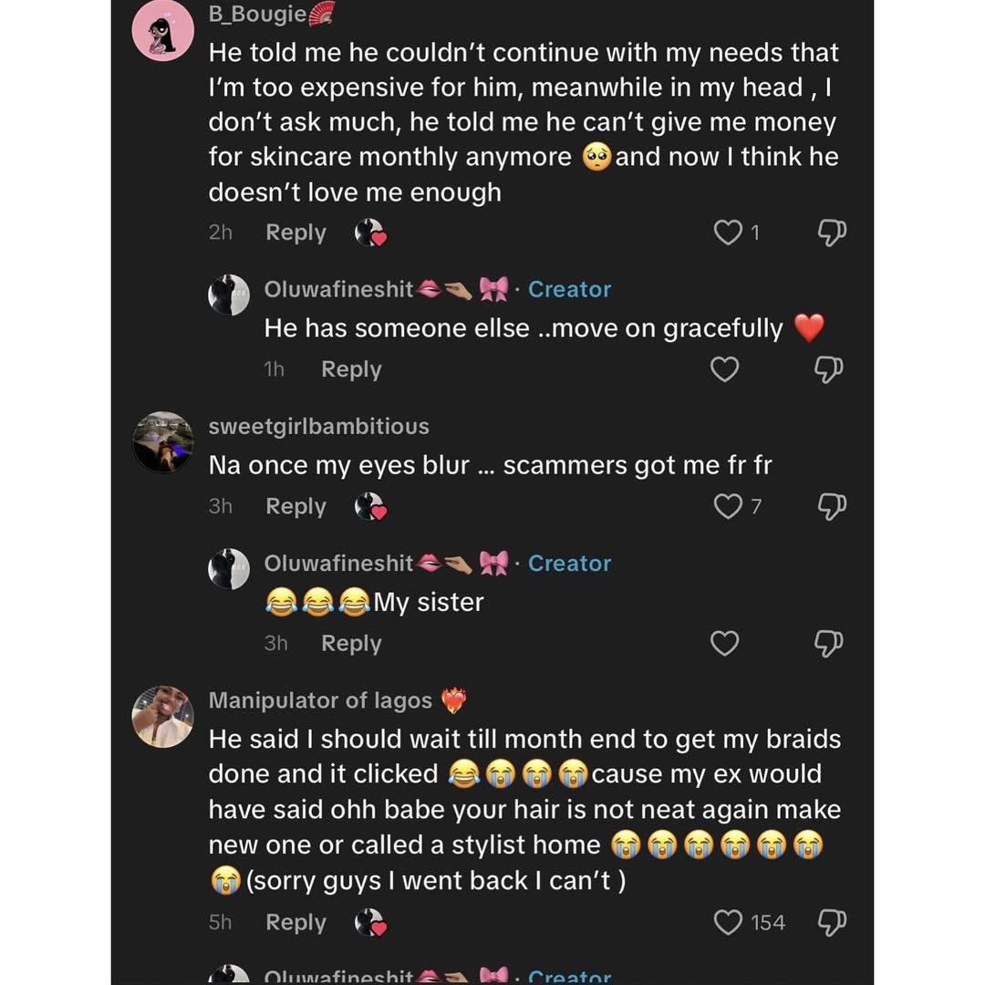 "I miss the illegal money," Women share how hard it is to transition from dating a man with illegitimate money to a man with legit means of income