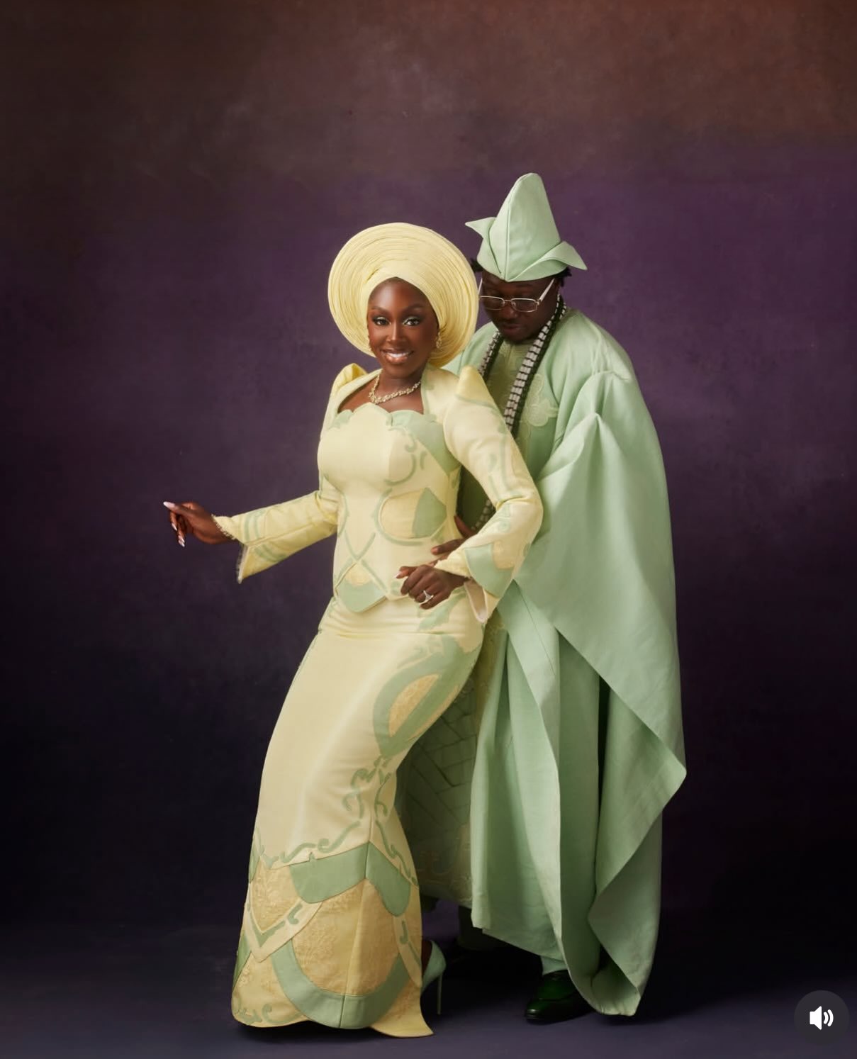 Zlatan and Davita looking stunning in their second outfit playing homage to Zlatan's Yoruba culture.