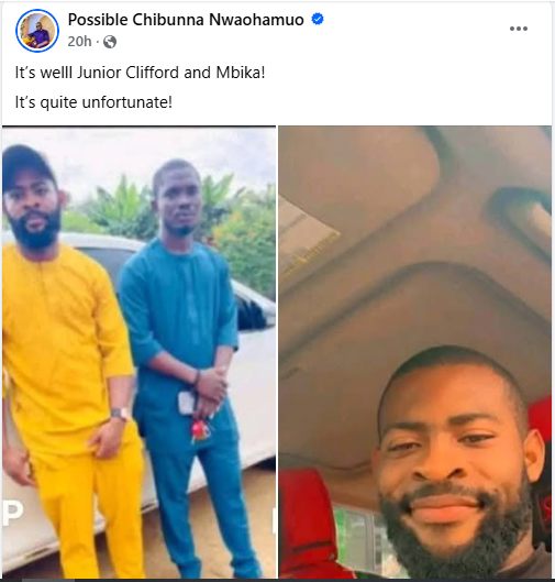 Two friends d!e as car plunges into ditch in Aba