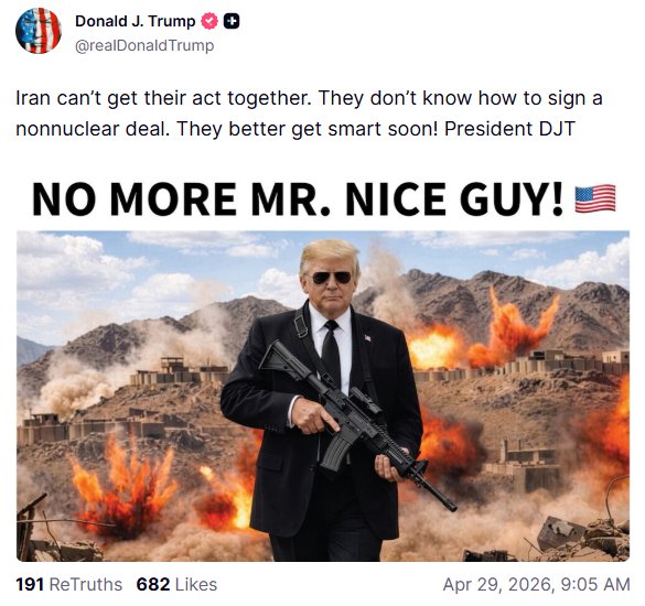 Trump holds machine gun in bizarre âno more Mr Nice Guyâ threat to Iran