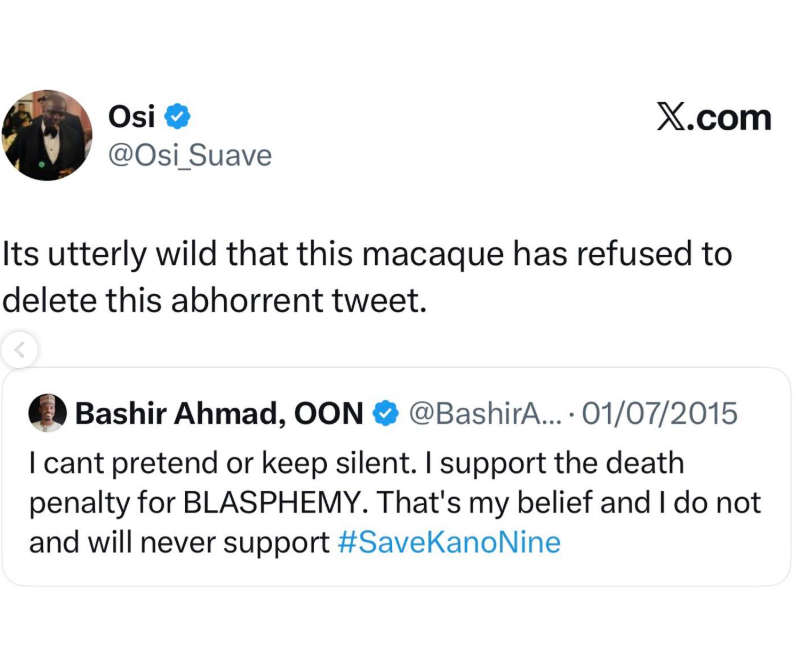 Christian K!llings: It?s on record that as an aide to former President Buhari you openly advocated for death penalty for blasphemy - Media personality Osi Suave lashes out at Bashir Ahmad