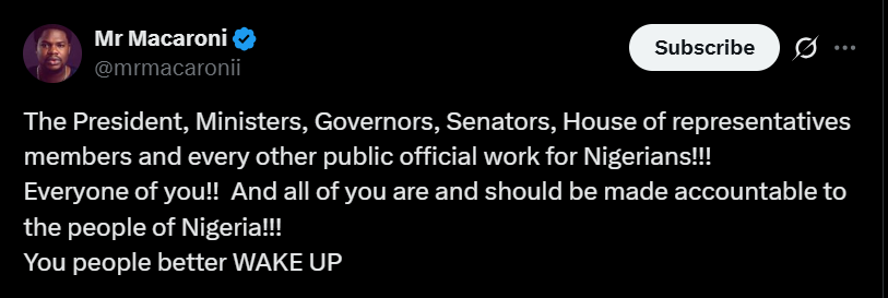 Insecurity: The Nigerian senate is so useless that they can?t even summon the President on behalf of the Nigerian people - Comedian Mr Macaroni