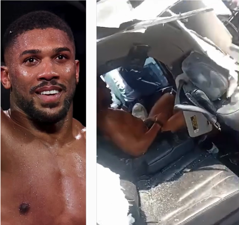 New video reveals the extent of damage to the car Anthony Joshua was in after a fatal accident in Ogun State