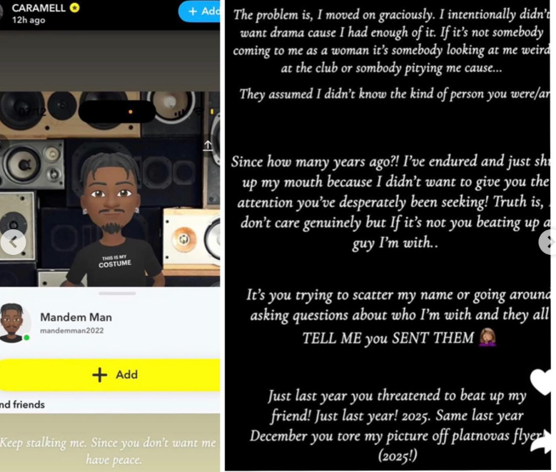 Your mind cannot comprehend how happy I am and thriving successfully - Social media personality Caramell Plug calls out ex and Burna Boy?s associate King Manny for allegedly stalking her